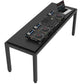The Blacktable 240 DJ Table is a professional-grade table designed for DJs using complex setups. The surface measures 240 cm x 80 cm and features three players, one laptop and a professional mixer. The table has a sturdy build and a weatherproof finish, making it suitable for outdoor performances.